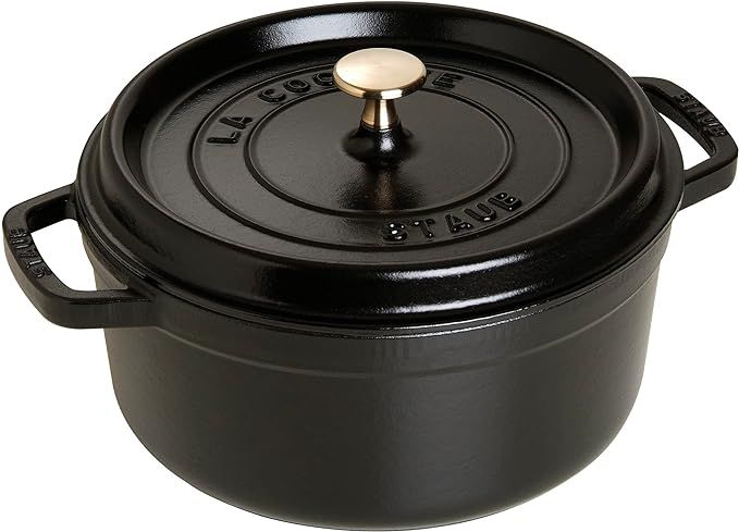 STAUB Cast Iron Round Cocotte, 28 cm, Black | Amazon (US)