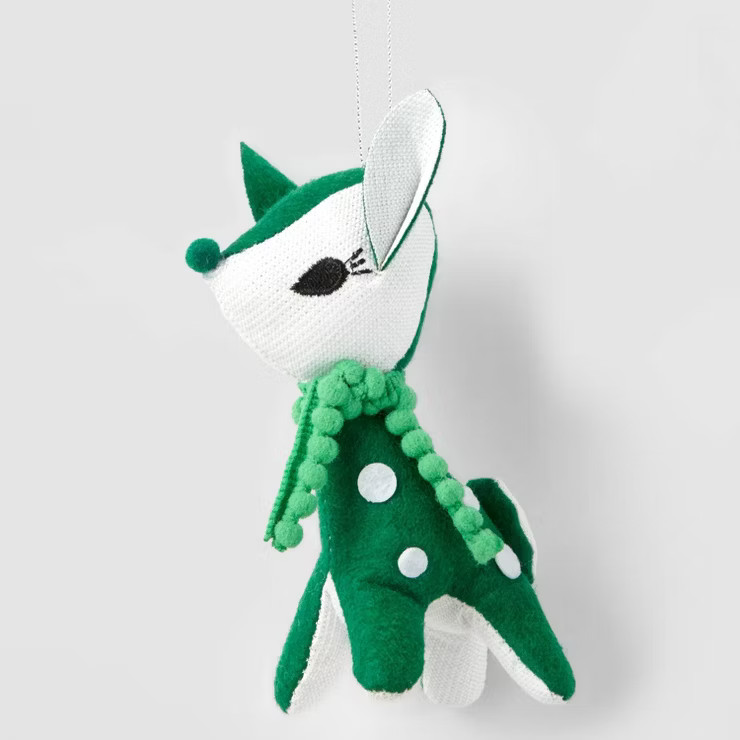 Fabric Retro Reindeer Christmas Tree Ornament Green - Wondershop™ | Target