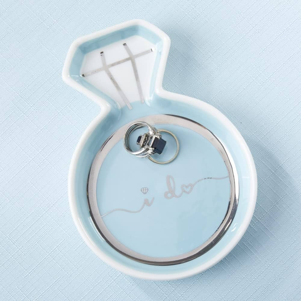Kate Aspen "I Do Diamond Ring Trinket Dish, Wedding Gift, Decorative Tray, Wedding Ring Holder, J... | Amazon (US)