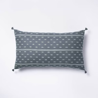 Oversized Woven Dobby Lumbar Throw Pillow Blue/Neutral - Threshold™ designed with Studio Mc... | Target