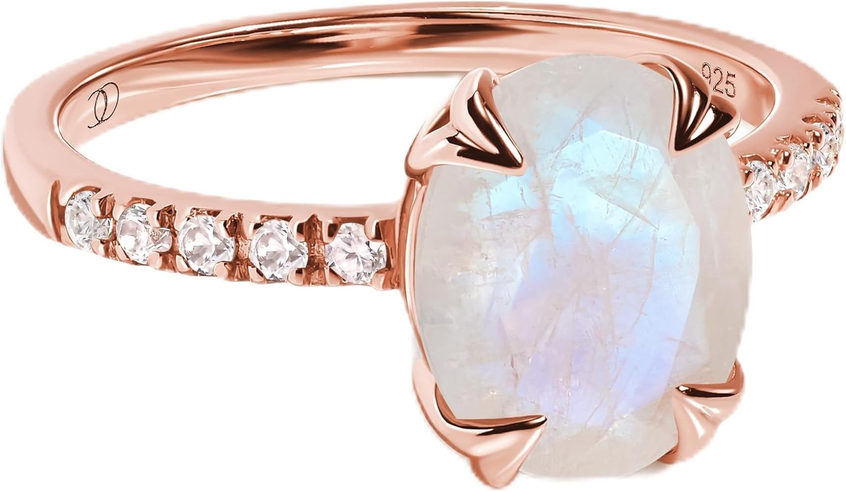 Moon Magic | Authentic Rainbow Moonstone Ring, Rose Quartz, Obsidian, Multi Color/Real 925 Sterli... | Amazon (US)