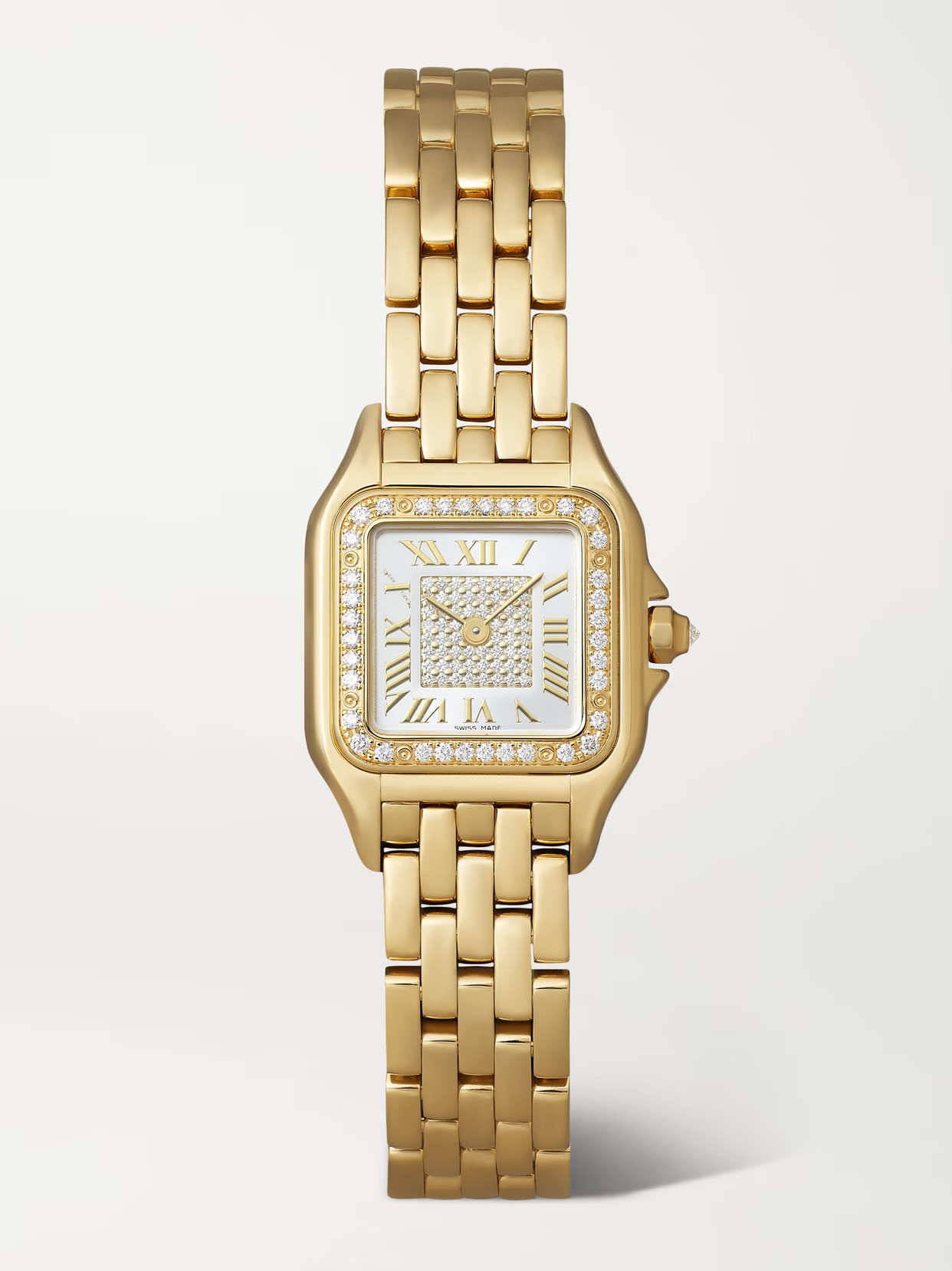 Cartier - Panthère De Cartier 22mm Small 18-karat Gold Diamond Watch - White | NET-A-PORTER (US)