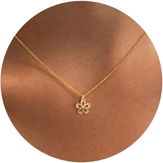 VRIUA Gold Necklace for Women - 14K Gold Plated Dainty Italian Horn Star of David Butterfly Bow S... | Amazon (US)