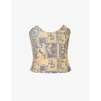 Leia graphic-print stretch-cotton corset top | Selfridges