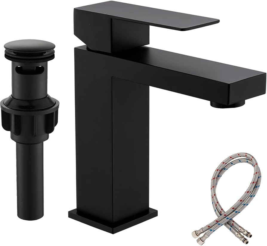 Matte Black Bathroom Faucet, Single Handle Bathroom Sink Faucet, Stainless Steel Bathroom Faucet ... | Amazon (CA)