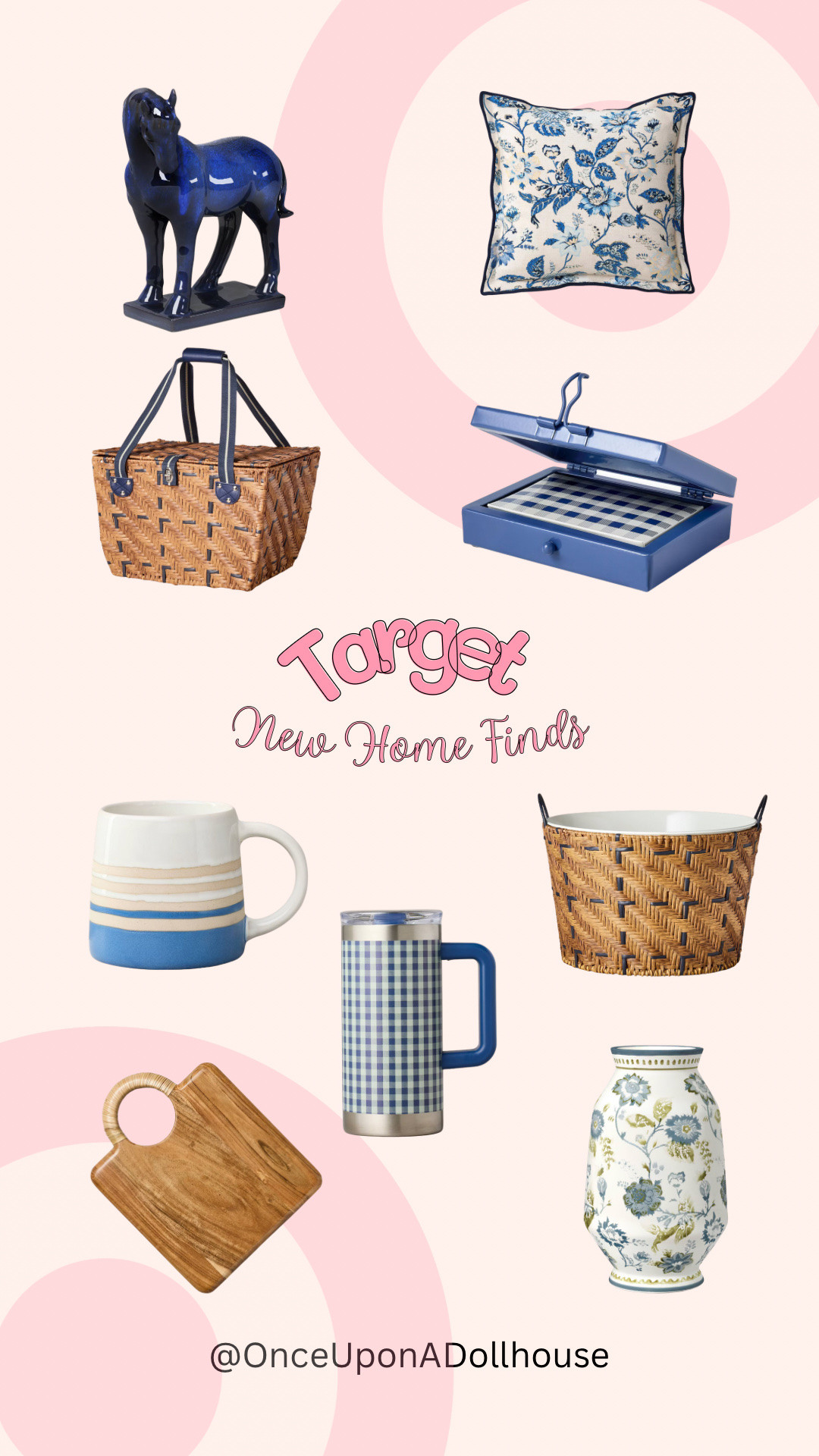 Target New Home finds! 

Travel mug, vase, wooden board, basket, pillow, horse statue, tub