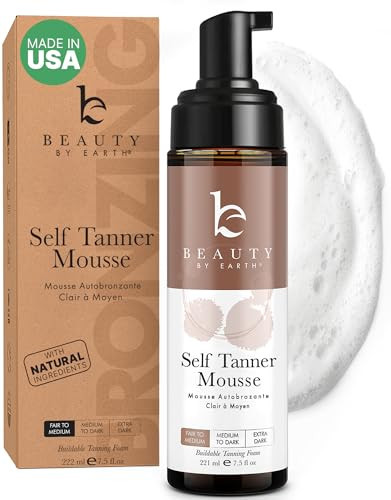 Self Tanner Mousse - USA Made with Natural & Organic Ingredients, Self Tanning Mousse for Fake Tan, Sunless Tanner for Pale Skin, Clear & Non Toxic Tanning Foam for Streak Free Finish, No Orange Color | Amazon (US)