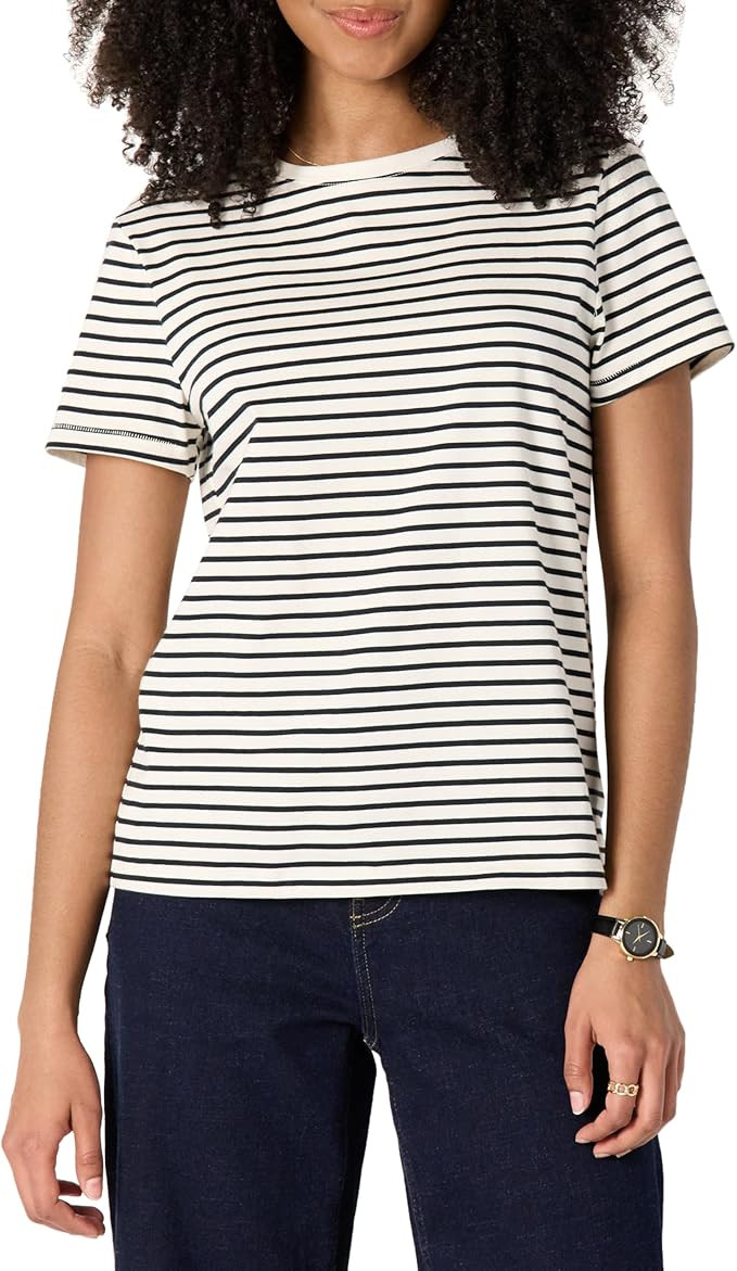 Amazon Essentials Women's Regular Fit 100% Cotton Crewneck Short Sleeve T-Shirt | Amazon (US)