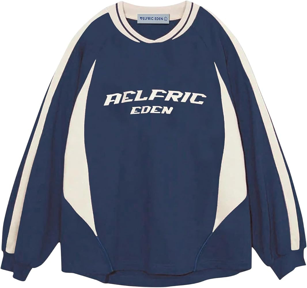 Aelfric Eden Oversized Crewneck Sweatshirts for Men Red Vintage Graphic Pullover Loose Fit Street... | Amazon (US)