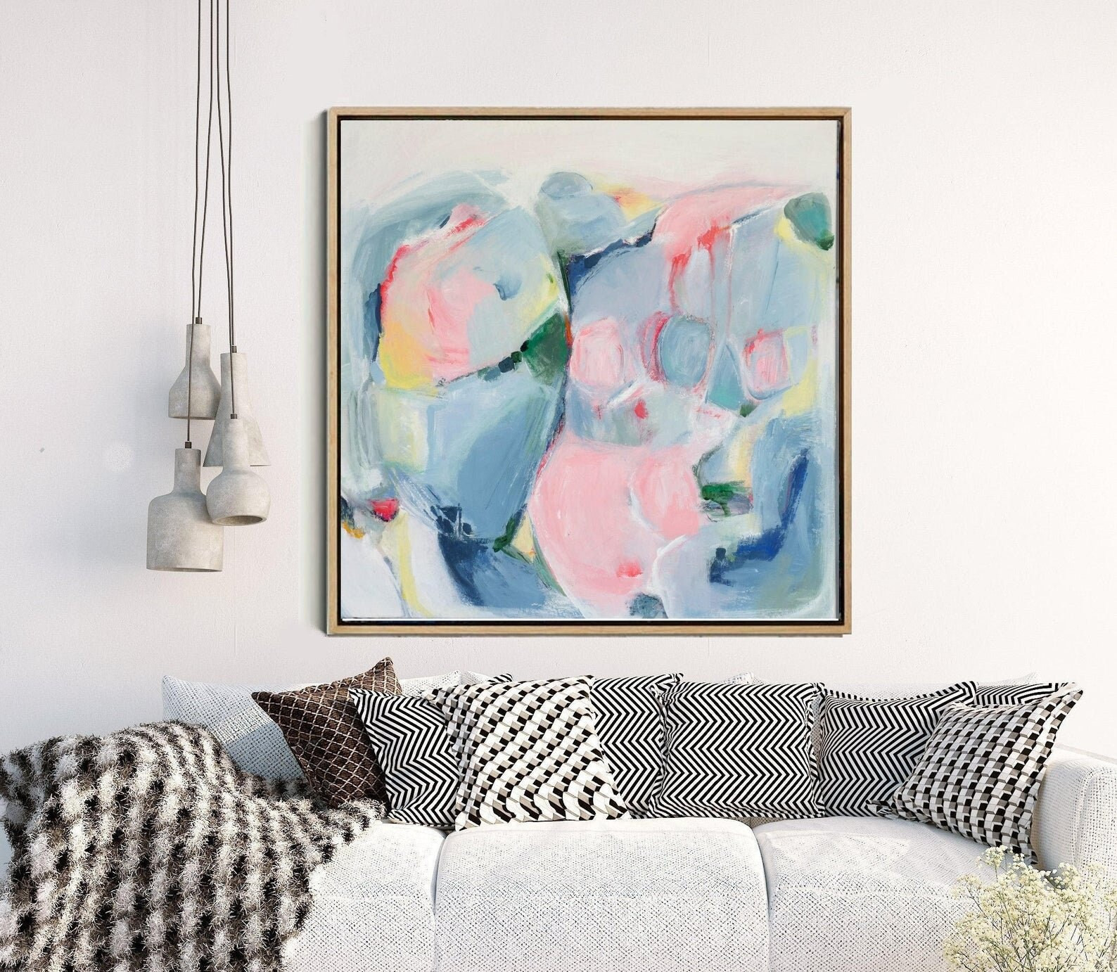 Abstract Landscape Art, Large Abstract Print, Abstract Painting, Modern Wall Art, Blue And Pink A... | Etsy (US)