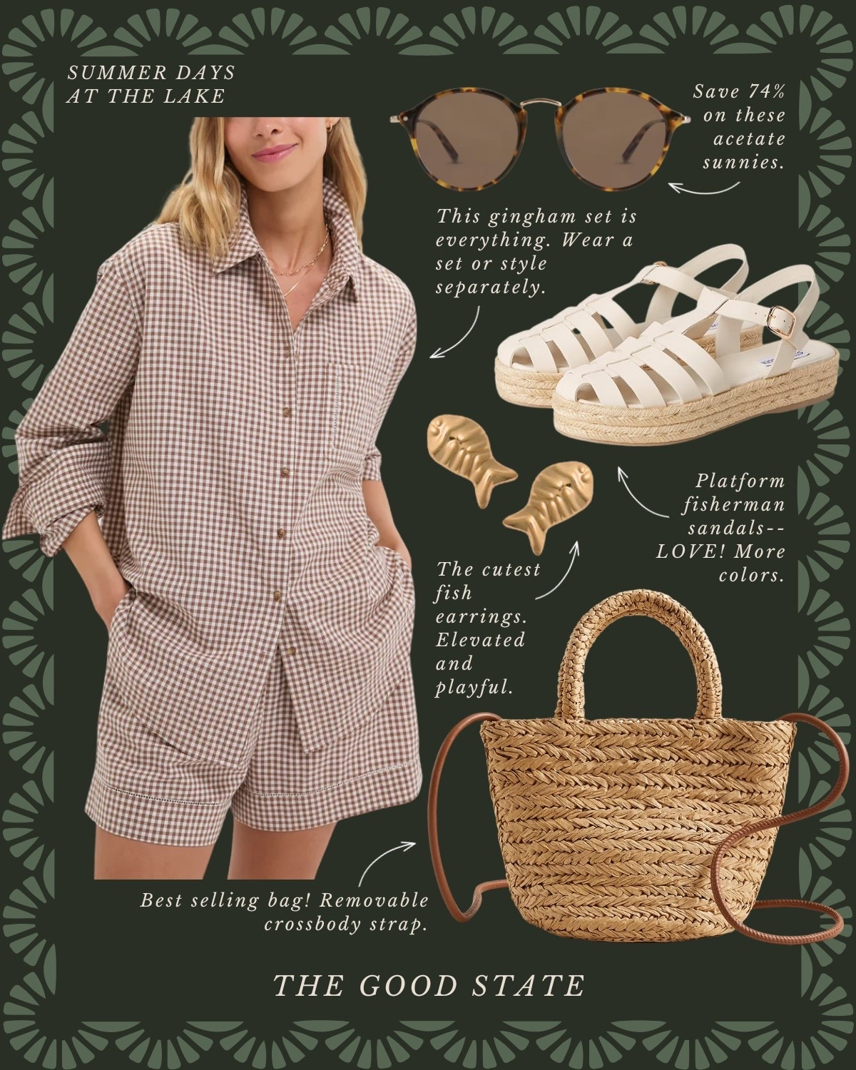 This is for the Nancy Meyers-loving girlies living their best life as they sip on a cup of freshly brewed coffee and watch the sunrise over the lake. For the ones breathing in slow mornings and fresh air. This is for the ladies 
spending all day out on the boat and the evening on the dock with a glass of wine and good company. For the girlies who still flip on The Parent Trap and eat Oreos dipped in peanut butter. This is for the ladies who love all things gingham, their trusty ball cap and the ease of a Summertime dress. For those thriving in this Americana Summer. This is for you🫶🏼

Ootd, outfit idea, style tip, classic style, timeless style striped sweater, quince, J.Crew, J.Crew, factory, target, target fashion, target style, Walmart, Anthropologie, Anthro, Madewell, white dress, spring dress, summer dress, spring fashion, summer fashion, vacation, outfit, Fourth of July, outfit, red, white, and blue outfit, gingham dress, quilt dress, organic skincare, pearl, jewelry, Abercrombie, and Fitch, Tuckernuck, Madewell, H&M, Amazon, Amazon style, farmers market outfit, sissy light hat, dolce vita, women’s shoes, raffia bags, wedding guest dress, dress, wedding guest, Lauren England, the good state, lake, lake outfit, lake house, summer sweater, American flag sweater

#LTKFindsUnder100 #LTKSaleAlert #LTKStyleTip