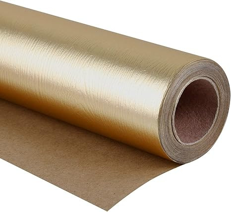 WRAPAHOLIC Gold Wrapping Paper Roll - Mini Roll - 17 Inch x 16.5 Feet - Basic Texture Matte Gold ... | Amazon (US)