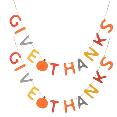 SEVOBAL Party Decorations and Accessories Set of 2 Colorful Give Thanks Banner with Pumpkin Accents for Thanksgiving Decor, Orange, 13"*10.2"*2" | Target