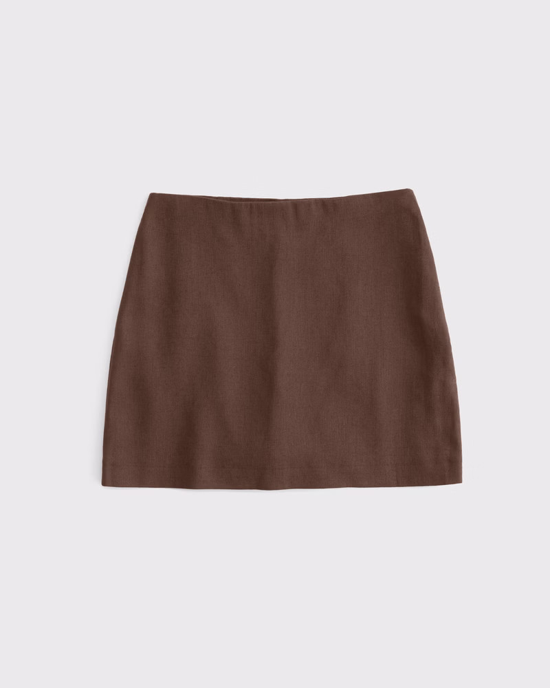 Abercrombie & Fitch Women's The A&F Scarlett Linen-Blend Mini Skort in Brown - Size XL | Abercrombie & Fitch (US)