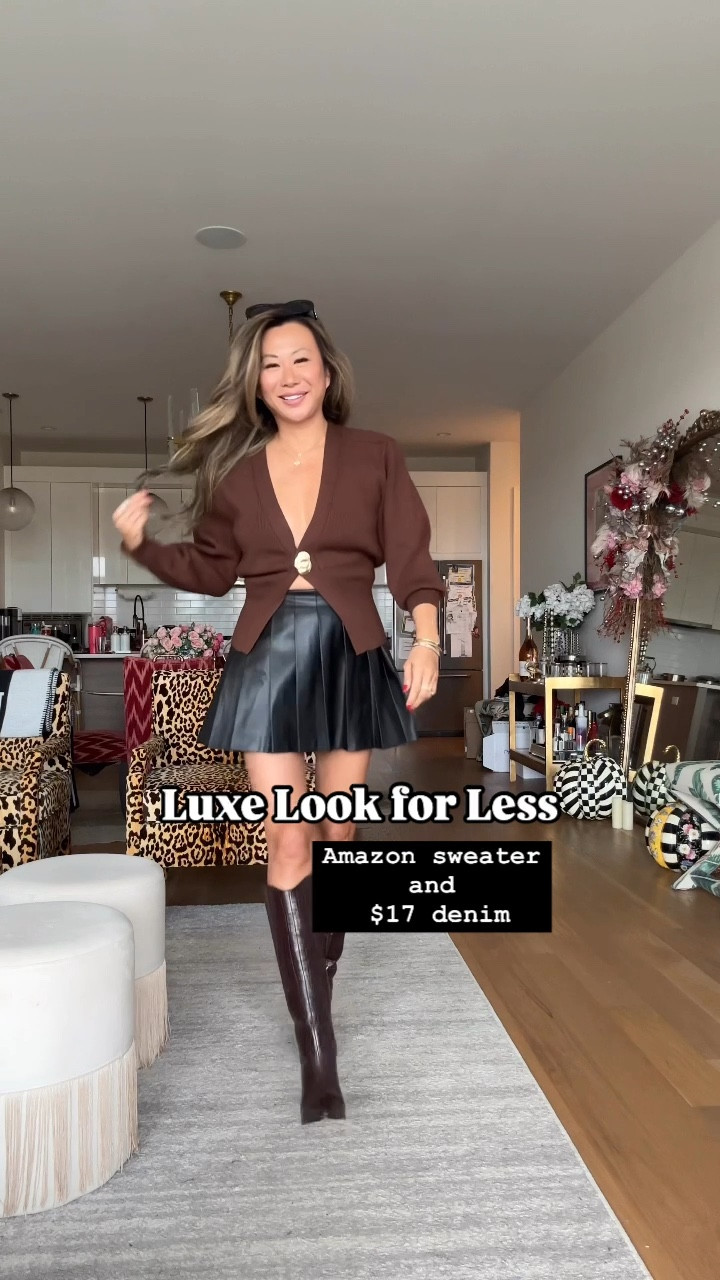 Amazon sweater find, Amazon fashion, affordable fall outfit, pleated faux leather skirt, $24 Walmart denim. Size small in all and 4 in denim. Fall style, looks for under $100 

#LTKVideo #LTKStyleTip #LTKFindsUnder100
