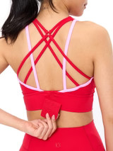 Geo Sports Bra - Salsa Red and Pink | Buffbunny