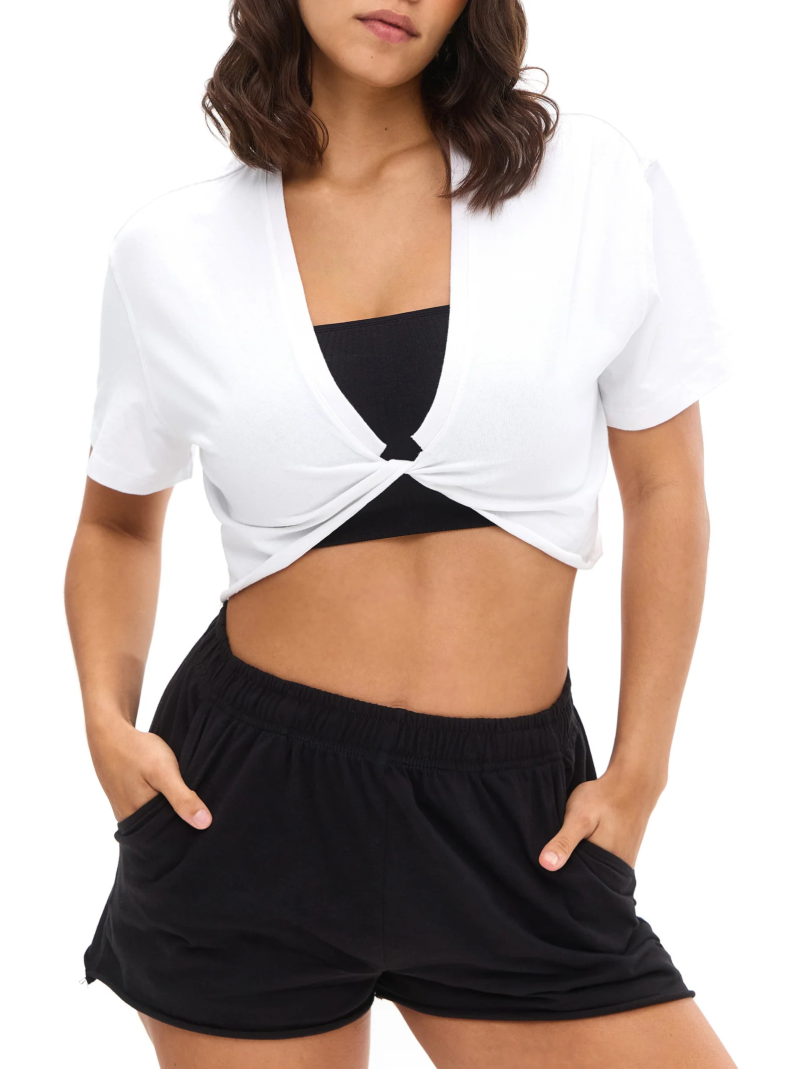 Slouchy Twist Crop - White | Buffbunny Collection