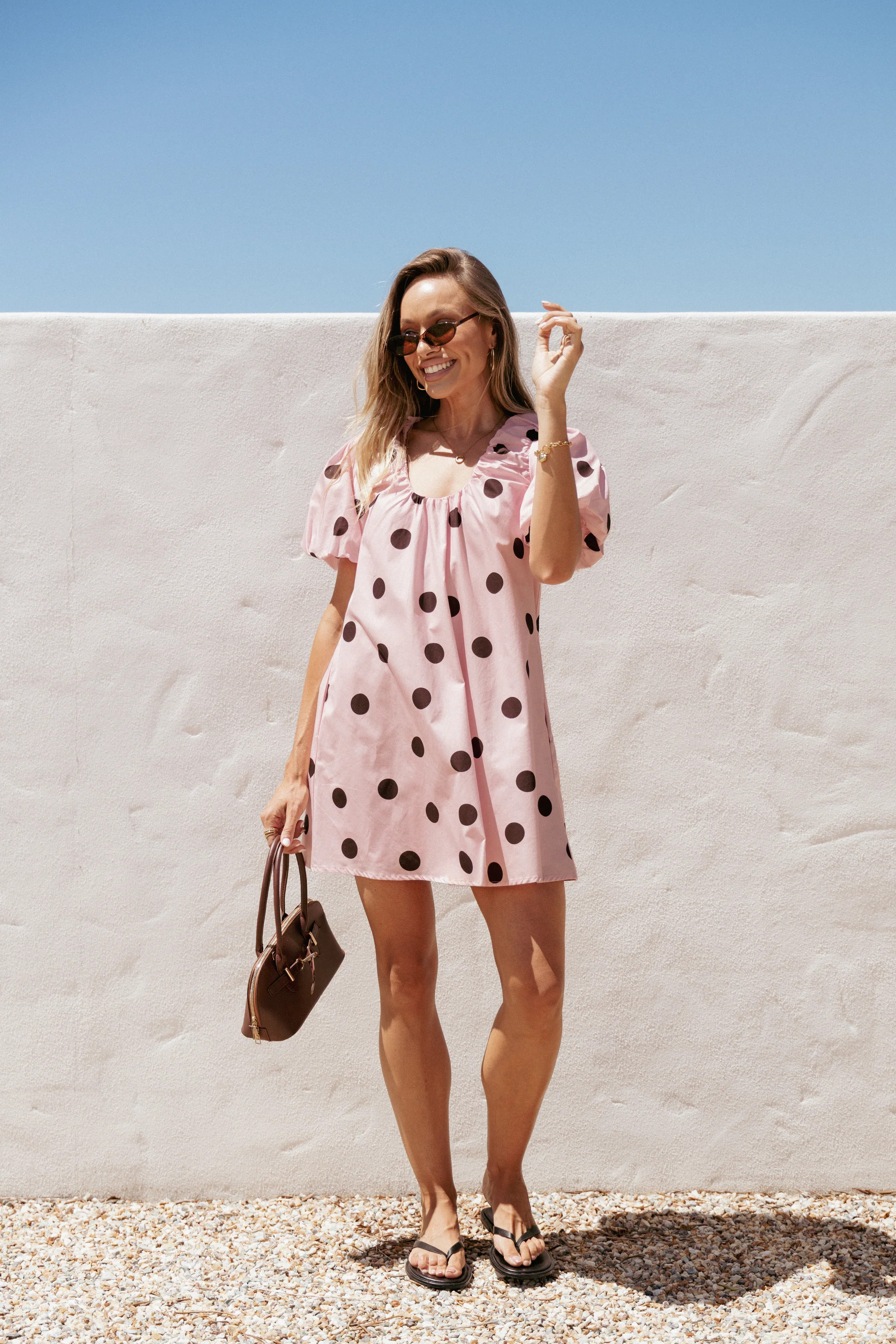 Bertine Mini Dress - Pink Polka Dot | Petal & Pup (US)