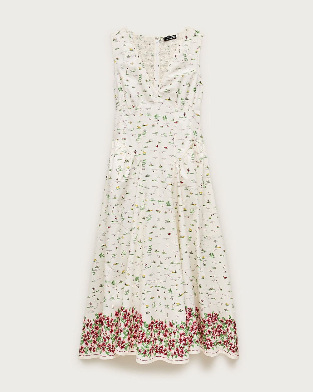V-neck dress in map print | J. Crew US