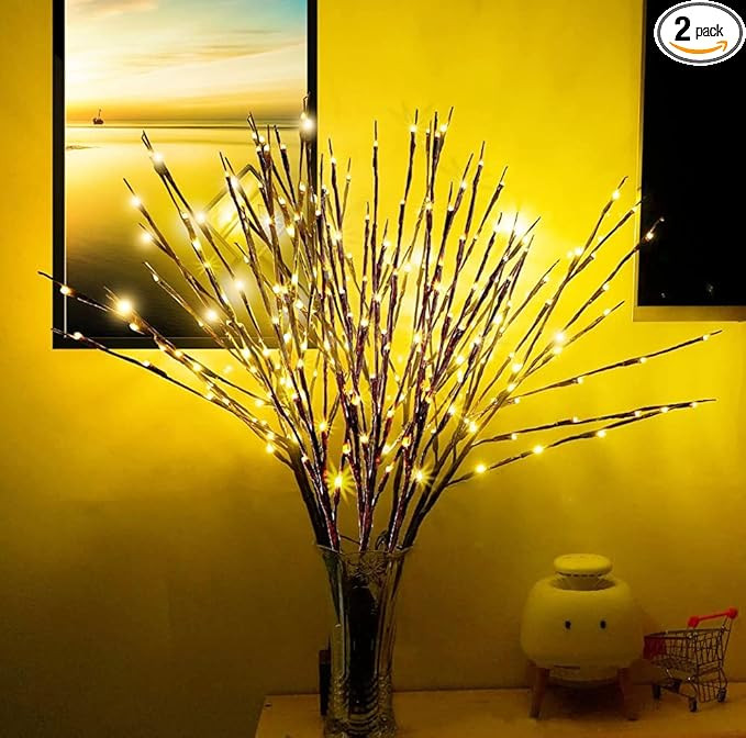 DK177 4 Pack Led Branch Light Battery Operated Lighted Branch Vase Filler Willow Tree Artificial ... | Amazon (US)