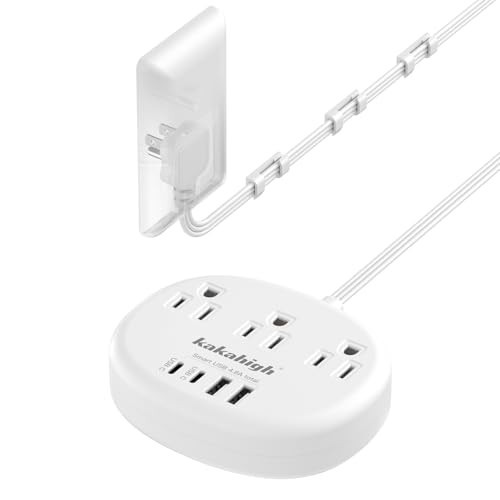 Flat Extension Cord with Outlet Cover & Cable Clips- 5 FT, 1625W Hidden Extension Cord with 3 AC Outlet 4 USB (24W/4.8A), Charging Station for Behind Wall Furniture Couch Sofa TV, etc | Amazon (US)