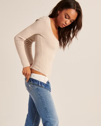 Women's Long-Sleeve Squareneck Sweater Bodysuit | Women's Clearance | Abercrombie.com | Abercrombie & Fitch (US)