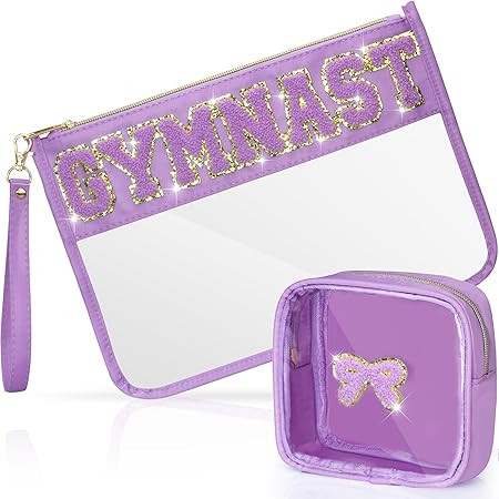 Gymnastics Gifts Cosmetic Makeup Bag with Chenille Letter Patch, Clear Pouch PVC Organizer Purse,... | Amazon (US)