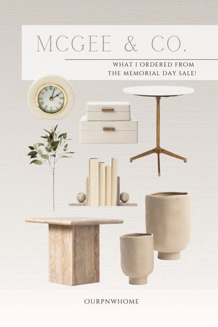 What I ordered from the McGee & Co. Memorial Day Sale!

Neutral home, shagreen boxes, decorative boxes, decor boxes, small clock, desk clock, planter pot, modern end table, travertine end table, marble bookends, home decor, accent table, side table, faux olive stem, faux greenery

#LTKSaleAlert #LTKHome #LTKStyleTip