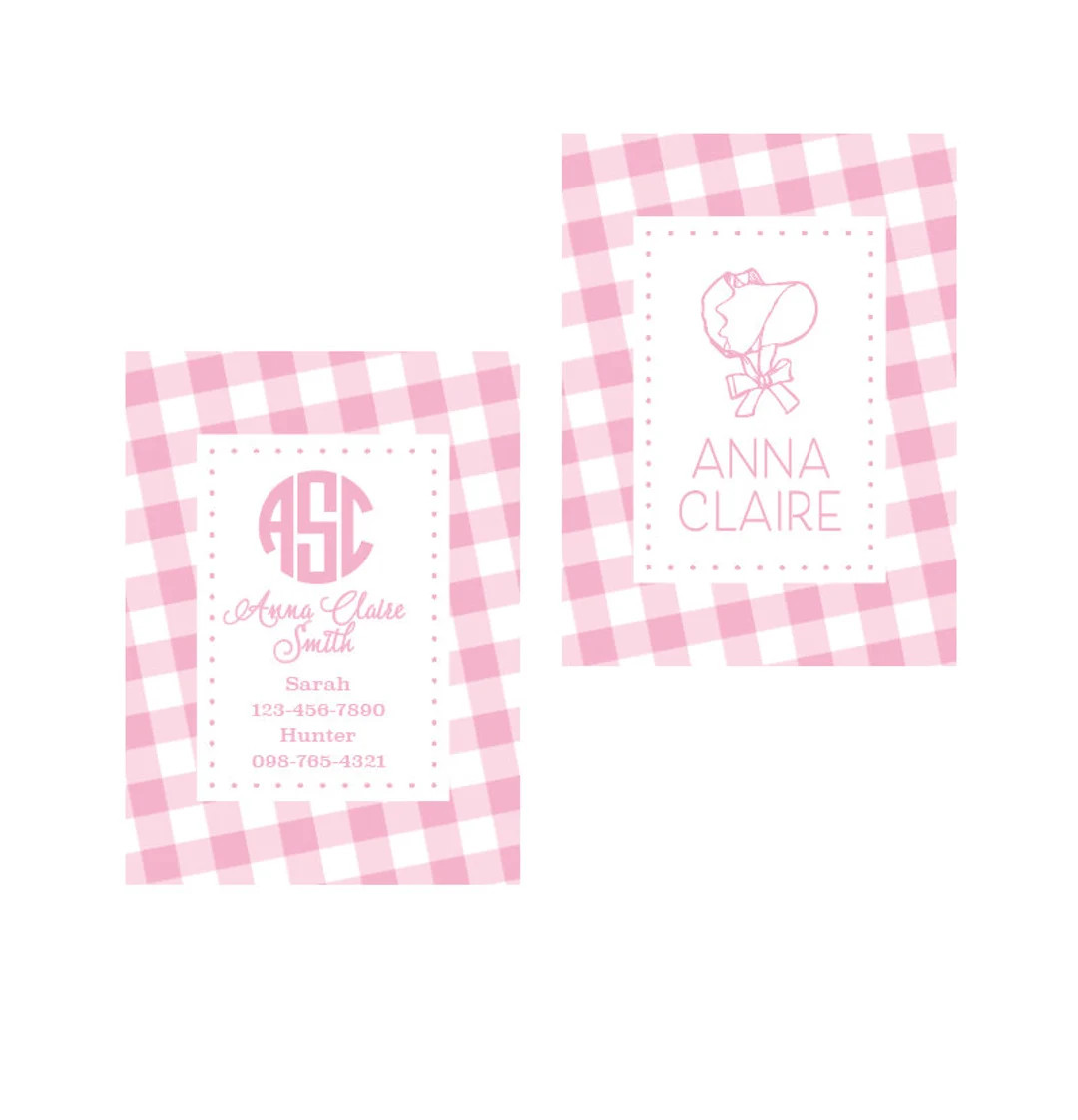 Monogrammed tag, Diaper bag tag, Book bag tag, Girls luggage tag, Girls book bag label, Laminated... | Etsy (US)