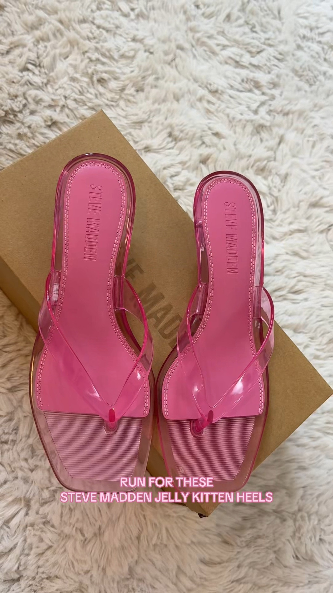 jellys are so back!!! 🫧 I’m pretty sure I had these back in the day.. 🍬💗🎀
.
.
#stevemadden #kittenheels #stevemadden #heels #summersandals #sandals #pinkpinkpink #stevemaddentraci 

#LTKfindsunder100 #LTKfindsunder50 #LTKSeasonal