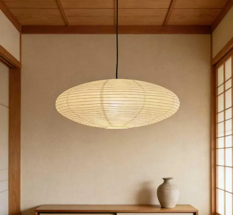 Washi Paper Lantern Lampshade \u2013 Modern Scandinavian Pendant Light, UFO Shade - Etsy | Etsy (Global)