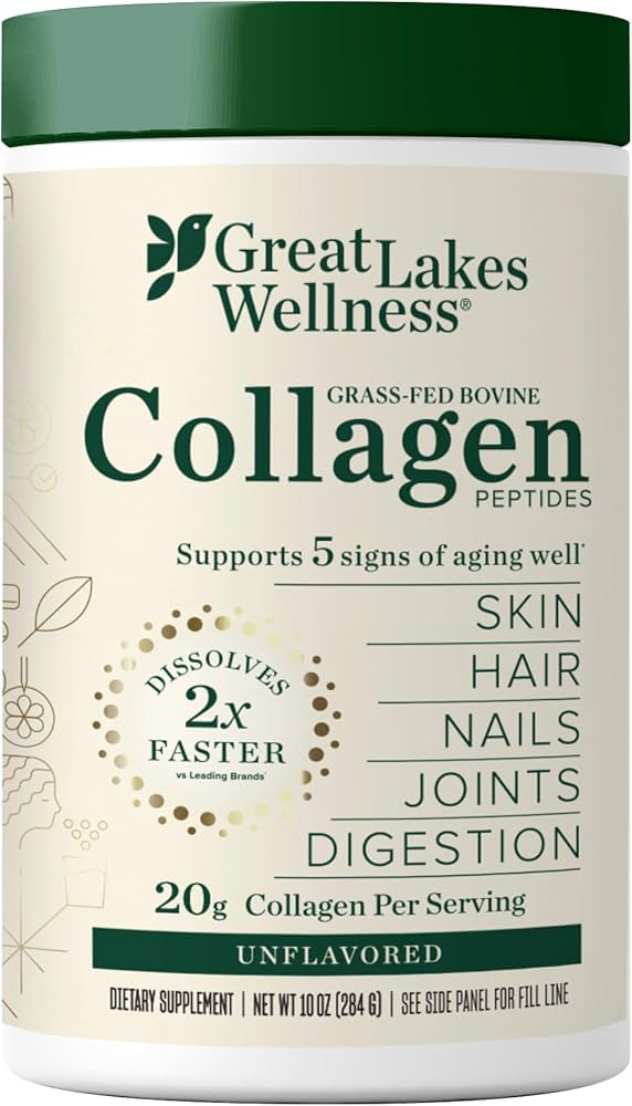 Great Lakes Wellness Collagen Peptides Powder, Unflavored, 10 oz | Amazon (US)