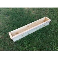 Decorative Top Edge Cedar Box Window Planter, Assorted Sizes, Natural, Ready To Plant, Rectangular, Drain Holes | Etsy (US)