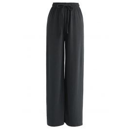 Drawstring Wide-Leg Pants in Smoke | Chicwish