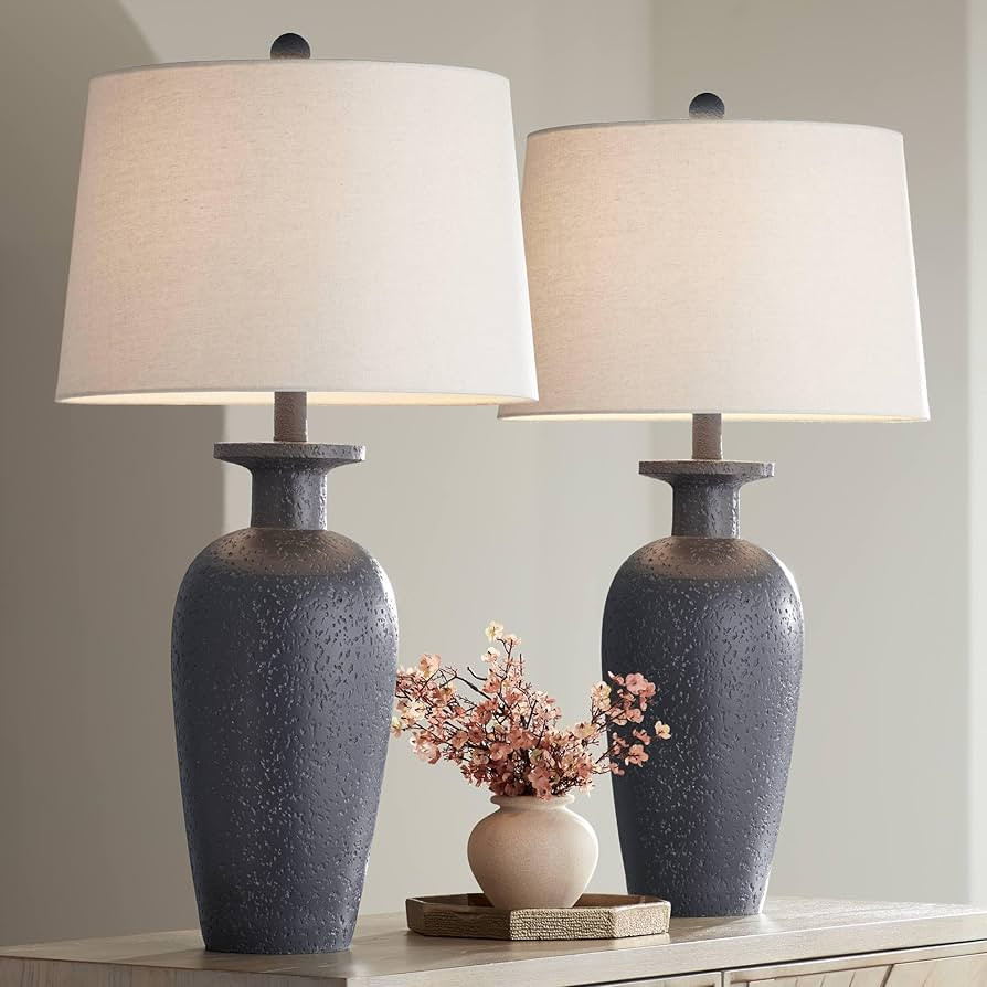 360 Lighting Glenwood 28" Tall Farmhouse Rustic Country Cottage 3-Way Table Lamps Set of 2 Charco... | Amazon (US)