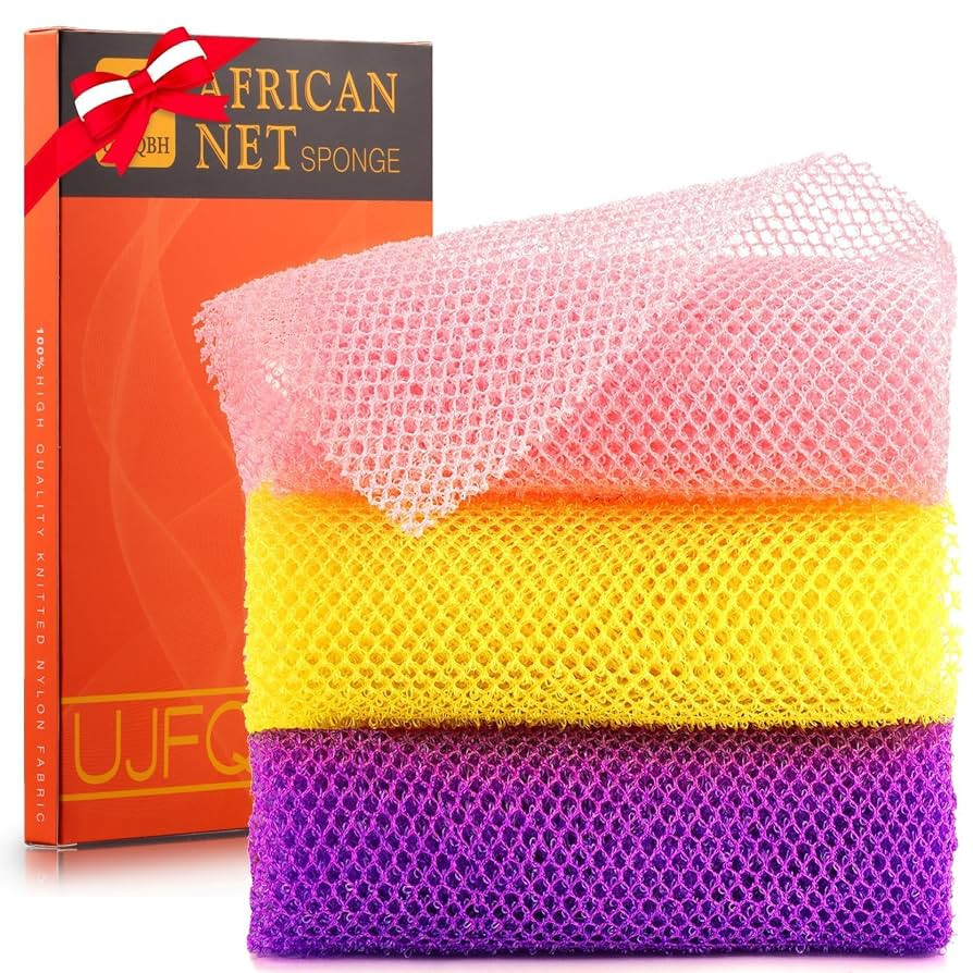 UJFQBH 3 Pieces African Bath Sponge African Net Long Net Bath Sponge Exfoliating Shower Body Scru... | Amazon (US)