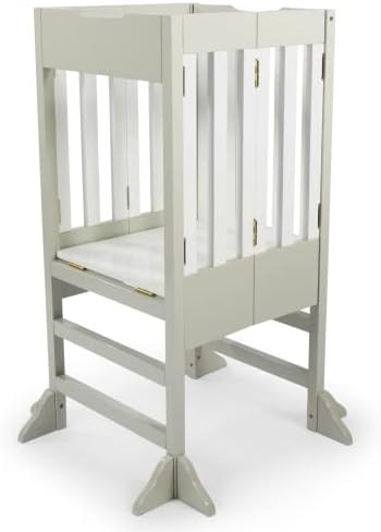 Milliard Wooden Kids Kitchen Step Stool Helper, Foldable – for Kids and Toddlers Grey | Amazon (US)