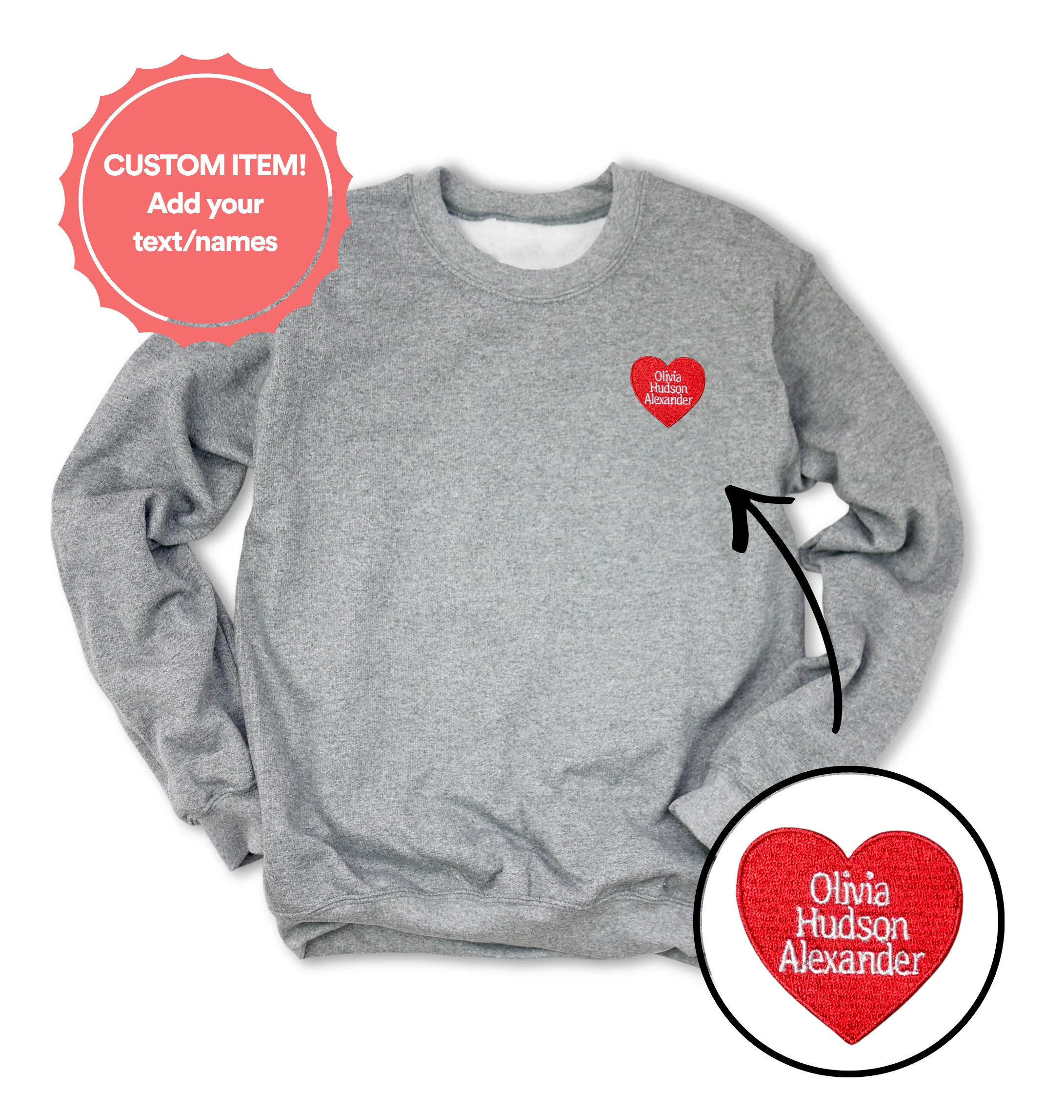 PERSONALIZED HEART UNISEX PULLOVER | The Shop Forward