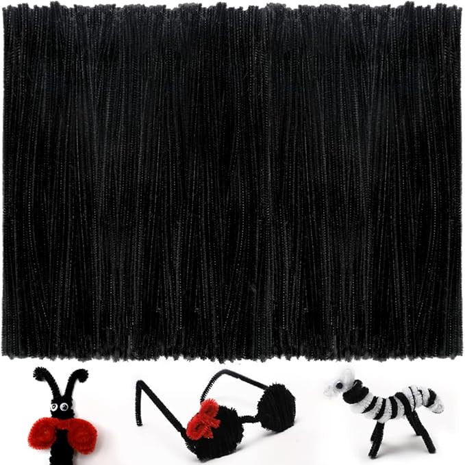 Iooleem 200pcs Black Pipe Cleaners, Chenille Stems, Pipe Cleaners for Crafts, Pipe Cleaner Crafts... | Amazon (US)