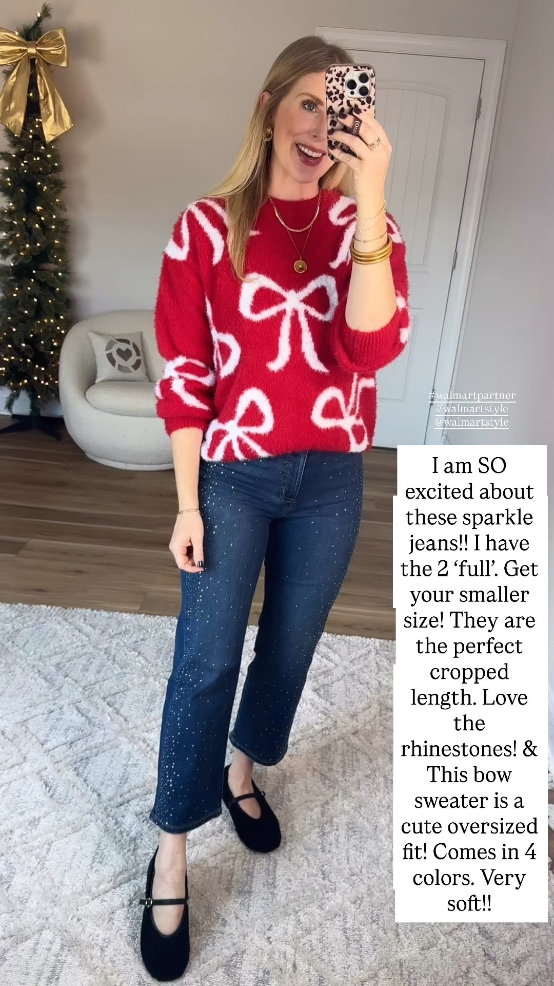 Weekend Walmart Wins Try-On
Bow sweater- small
Rhinestone jeans- 2, go with smaller size 

#walmartpartner #walmartstyle @walmartstyle

#LTKStyleTip #LTKFindsUnder50 #LTKHoliday