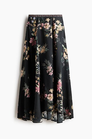 H & M - Loose-Fit Maxi Skirt - Black/Floral | H&M (US + CA)