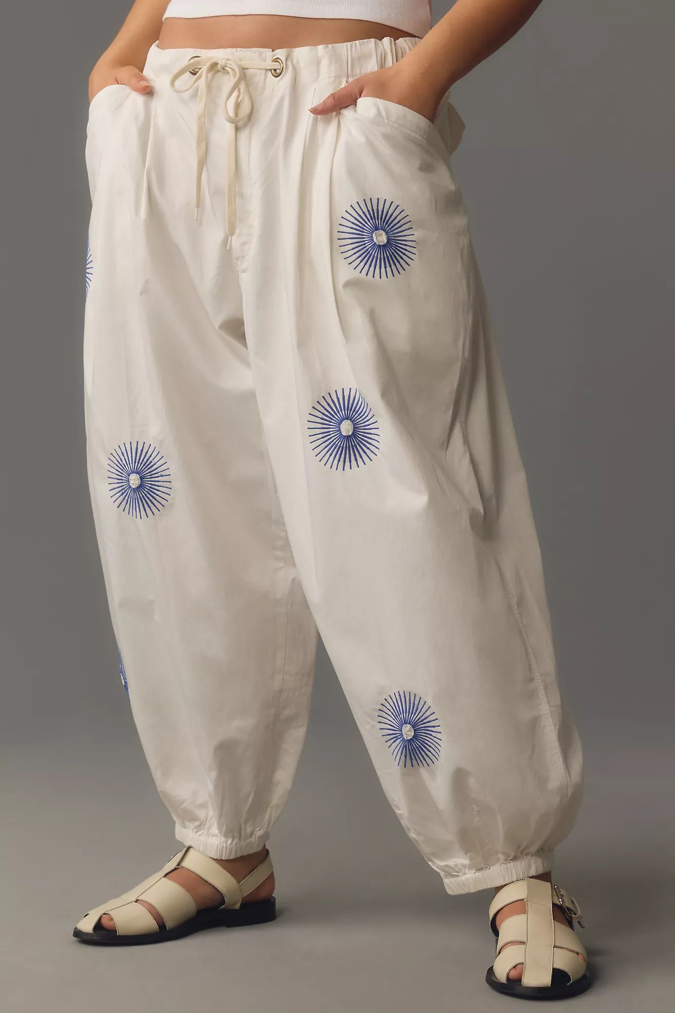 Pilcro The Slacker Embroidered Parachute Pants | Anthropologie (US)