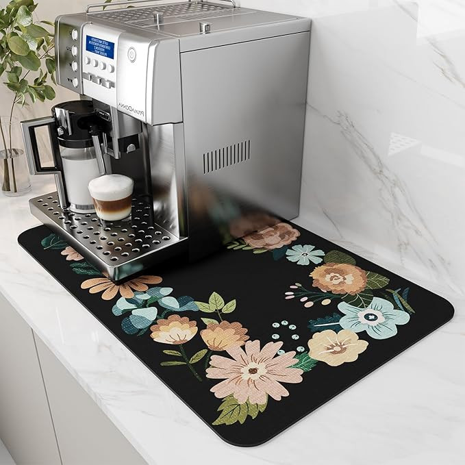 AMOAMI Coffee Mat Hide Stain Rubber Backed Absorbent Dish Drying Mat for Kitchen Counter - Bar Ac... | Amazon (US)