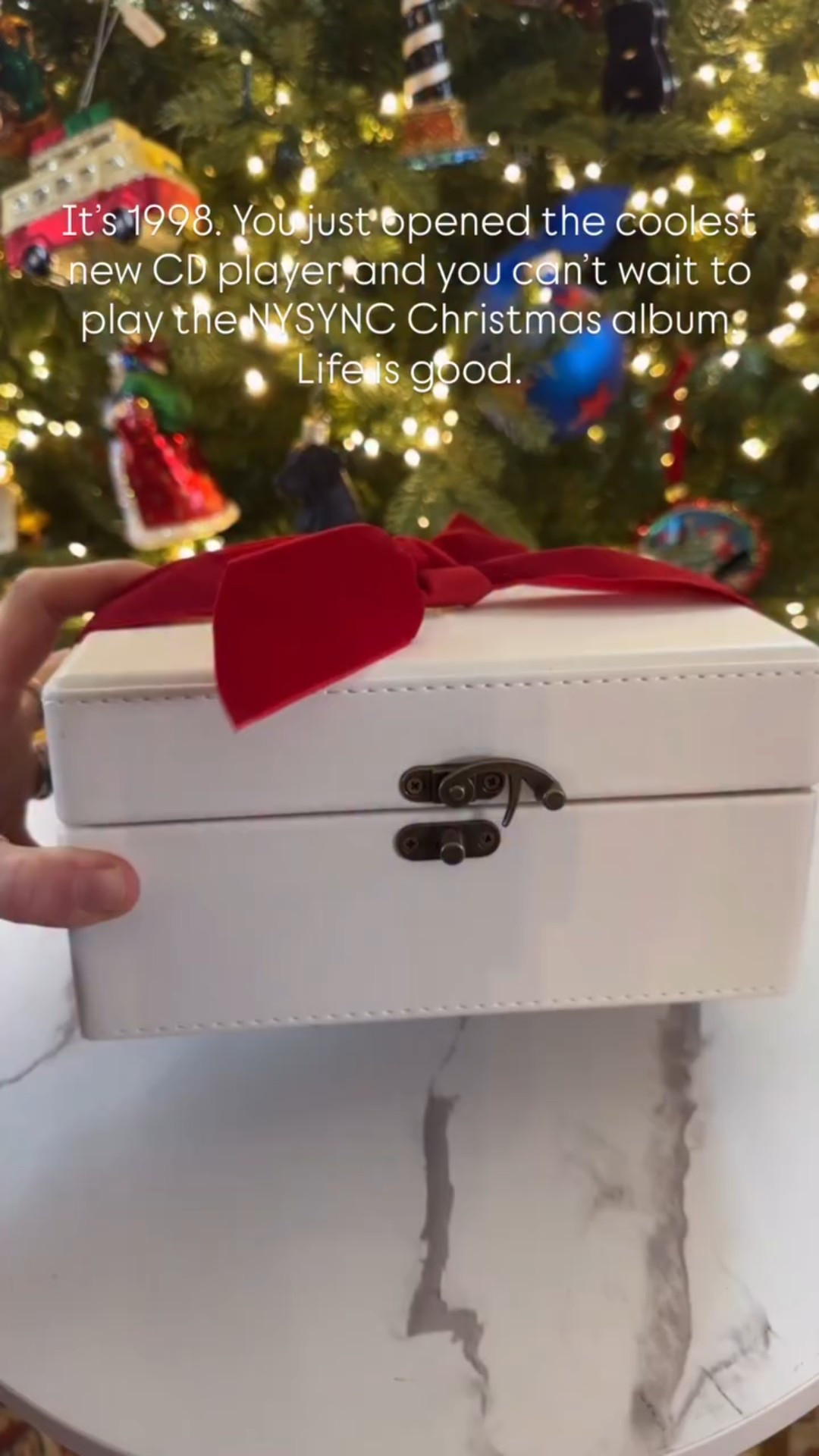 Immediately ran to the basement to find my old cd binders. Such a fun gift idea and my kids LOVE it. Also has Bluetooth! 

#giftidea #christmasgiftideas #christmaspresent #christmastime #nsync