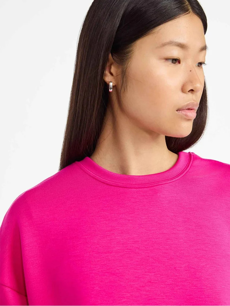 Scoop Women's and Women's Plus New Scubaknit Cropped Sweatshirt with Drop Sleeves, Sizes XS-4X | Walmart (US)