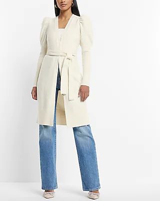 Puff Shoulder Belted Duster Cardigan | Express