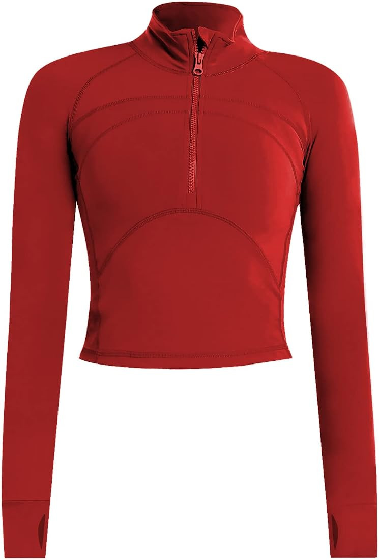 Vsaiddt Women's Athletic Half Zip Pullover Sweatshirt Workout Top Crop Quarter Zip Pullover Yoga ... | Amazon (US)