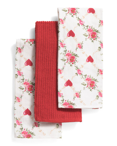 Set Of 3 Rose Trellis Kitchen Towels | TJ Maxx