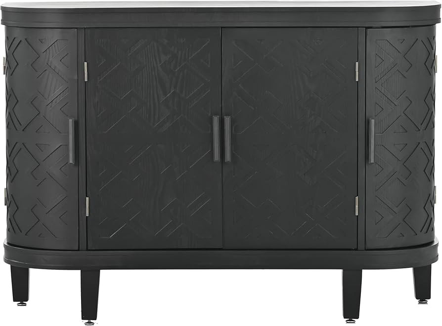 Amposei Vintage Curved Sideboard Buffet 47.2-Inch Accent Storage Cabinet Wooden Console Table Cof... | Amazon (US)