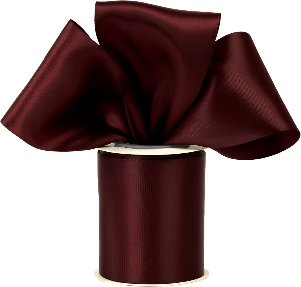 Burgundy Ribbon 3 Inch Double Faced Satin Ribbon Thick Maroon Ribbon for Wedding Decor, Chair Sas... | Amazon (US)